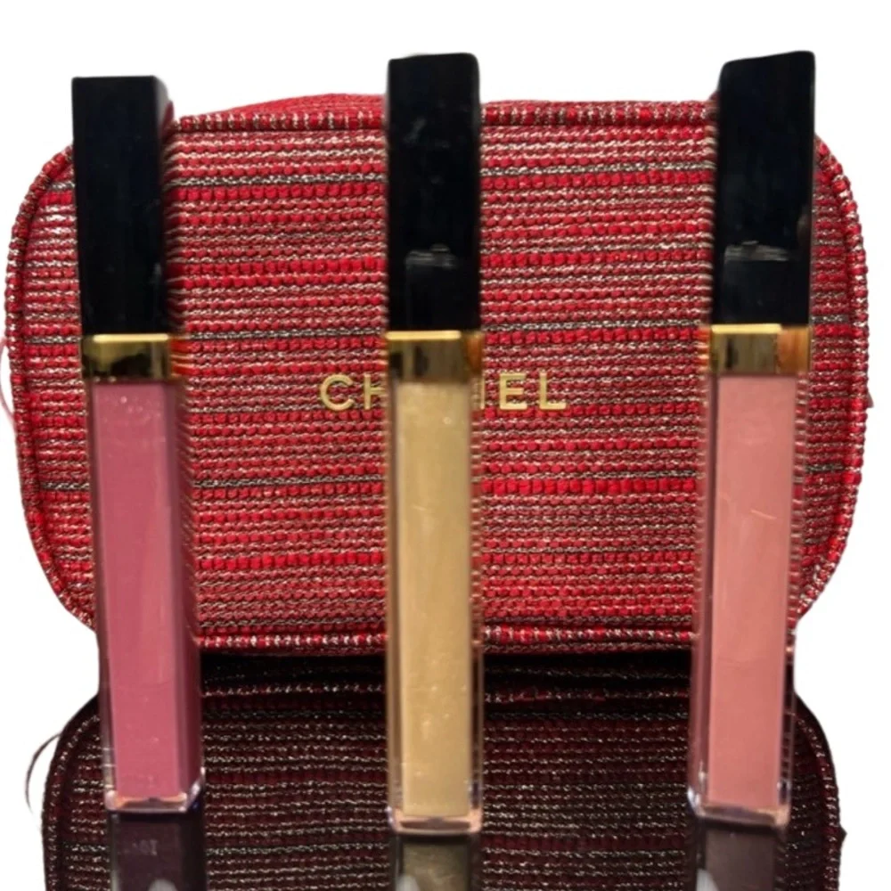 CHANEL GIFT SET 3 Sheer Genius Lipgloss Trio Purse Glossimer Rouge All Inclusive
